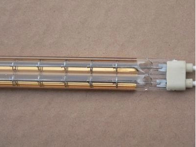 Gold-plated tungsten filament double-tube short-wave infrared heating lamps for printing machines, ovens