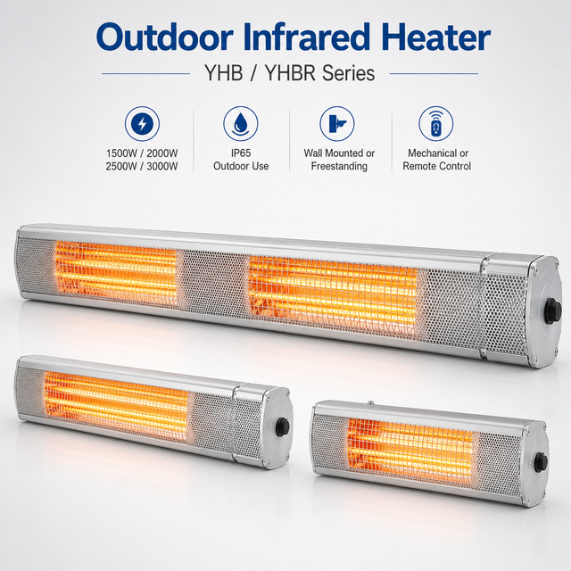 outdoor infrared heater for patio and sheltered commercial heating