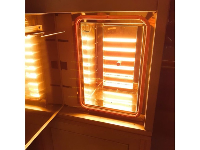 Infrared curing chamber in operation for industrial heating applications