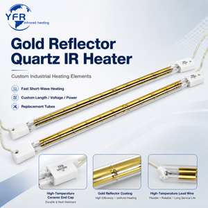 Gold reflector quartz IR heater for industrial drying curing and heating