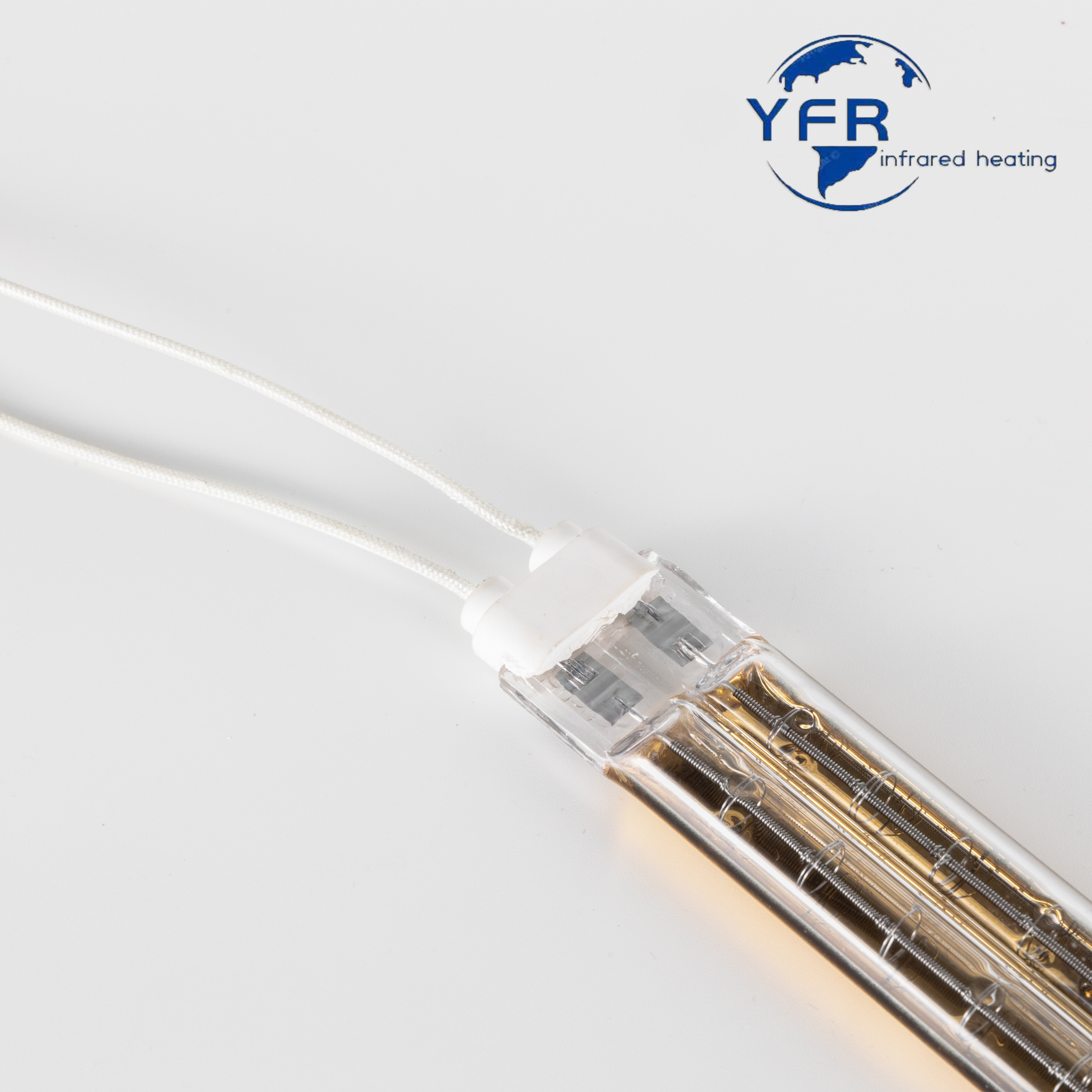 Gold-plated tungsten filament double-tube short-wave infrared heating lamps for printing machines, ovens