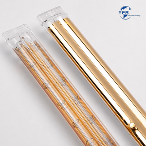 Gold-reflector twin-tube infrared lamp with YFR branding