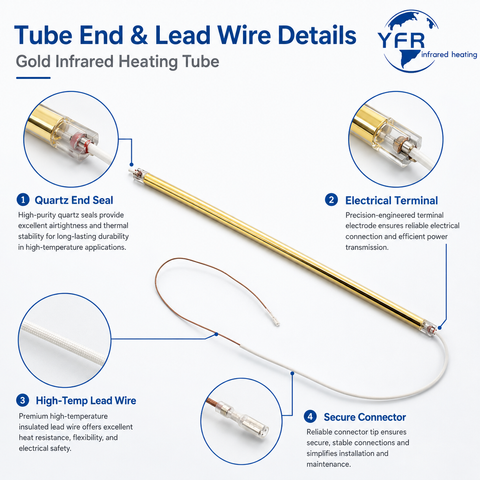 Gold and rose gold infrared heating tubes for outdoor patio heaters