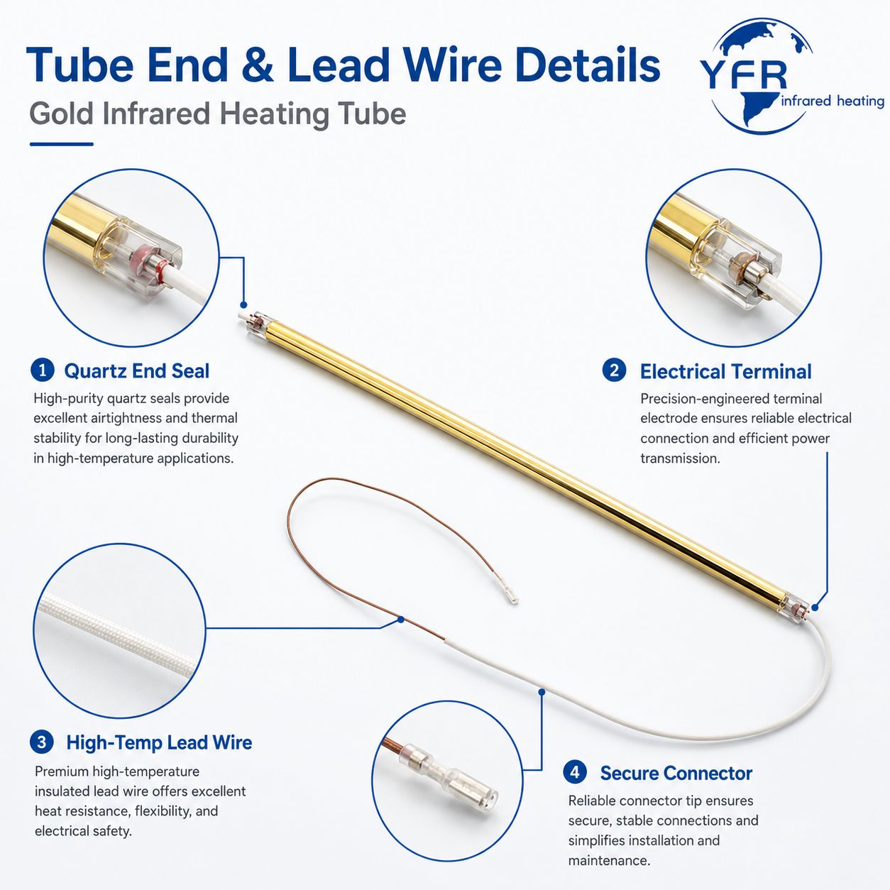 Rose gold infrared heating tube for premium outdoor heater systems