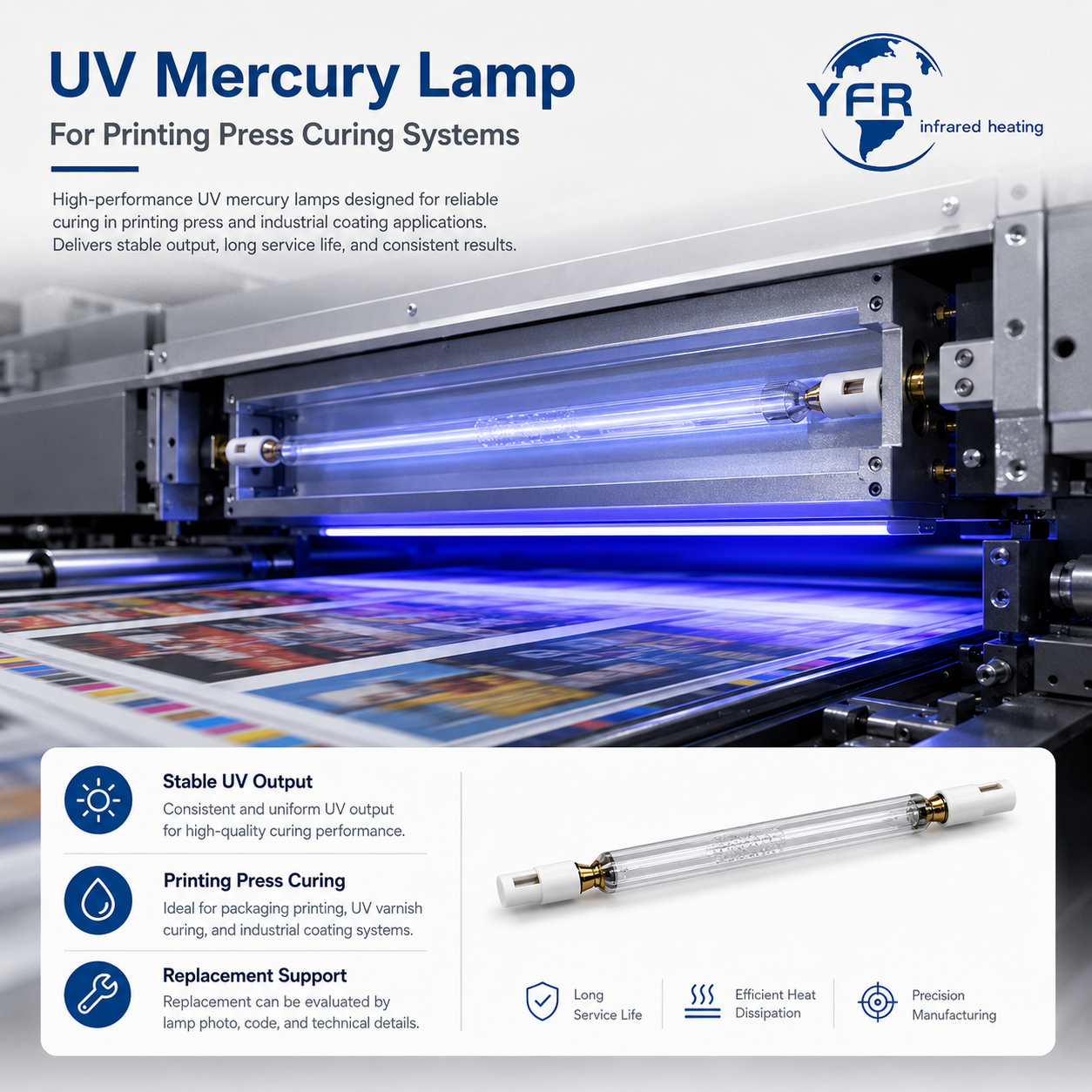 UV Mercury Lamps for Printing Press Curing Systems